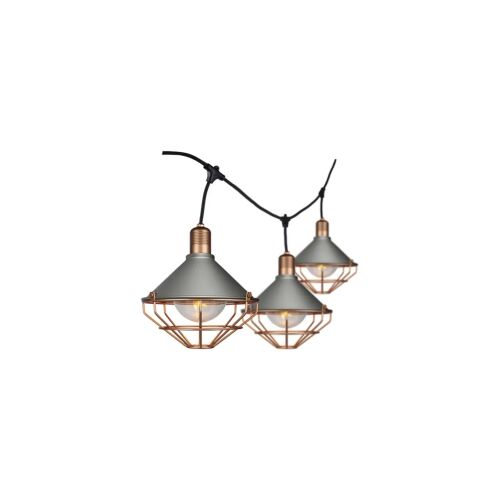 V-TAC 3m, vízálló fényfüzér, 6db, rózsaarany+szürke, E27 foglalatú lámpával - SKU 8975