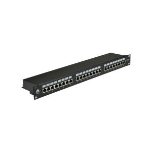 Patch panel RACK 19 hüvelyk 1U kat.5e 24p FTP polcval fekete NEKU