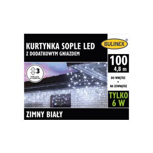 Lampki Bulinex 100led białe zimne 4,80m kurtyna sople 147250824 - Ghirlande luminoase