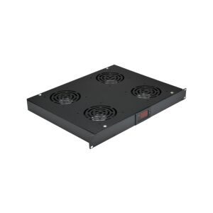 Panel 4x ventilátor RACK 19 1U fekete NEKU termosztáttal
