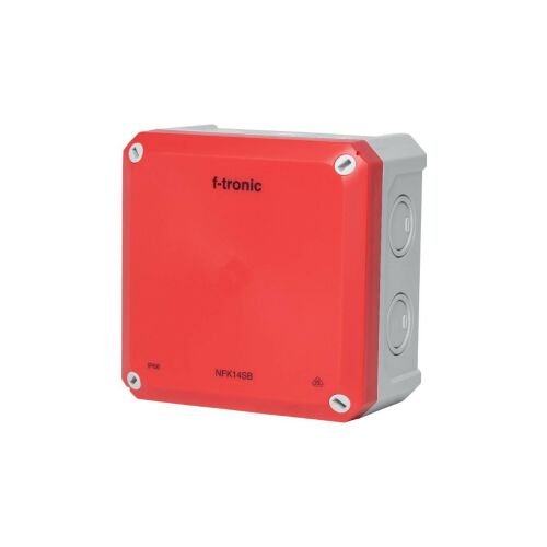 Fali doboz NFK14 140x140x81mm halogénmentes hermetikus IP66 vörös vészvilágításhoz NEPTUN Compact F-TRONIC