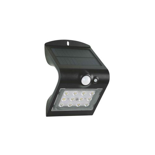 Kinkiet LED solarny 1,5W 4000K/neutralna IP65 z cz. zmierzchu i ruchu PIR aku. ABS/PC FOX SOLAR PIR 12LED B NW GXSO005 147251717