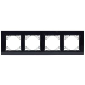 QUADRA ÜVEG KERET, NÉGYES, FEKETE, ALJACKHOZ ÉS KAPCSOLÓHOZ 147252137 - Villanykapcsoló keret