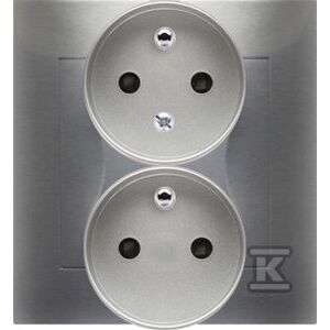 Simon 54 Priză dublă z/u cu invarianță de fază cu obloane 16A 250V argintiu mat DGZ2TZ/43 147252166 - Conectori și mufe