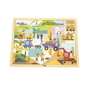 Viga Viga 44585 Puzzle na podkładce 48 elementów - poznajemy maszyny budowlane 147252185 - Puzzle i układanki