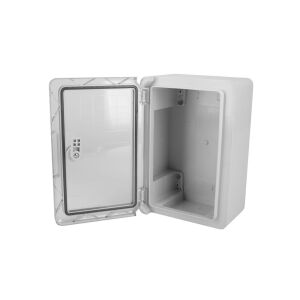 Műanyag ház hermetikus doboz, átlátszó ajtó ABS 200x300x130mm IP65