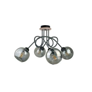 Modern mennyezeti lámpa 4xE27 RING BLACK/WOOD 147252691 - Lámpa & Világítás