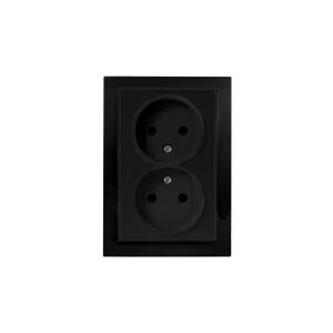 QUADRA Gniazdo podwójne b/u czarne matowe 147253277 - Conectori și mufe