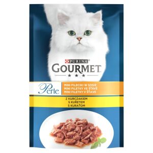 Purina GOURMET Perle Fileciki w sosie z kurczakiem - mokra karma dla kota - saszetka 85 g 147253454 - Trzymanie kotów