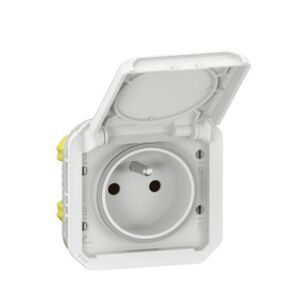 ÚJ PLEXO 55 2P+Z aljzat automata kivezetéssel komplett beépített készlet 16A - 250V AC fehér 069870L 147253730 - Lámpa & Világítás