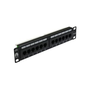 Patch panel RACK 10 hüvelyk 1U kat.5e 12p UTP fekete NEKU 147254012 - Patch panel