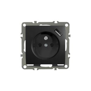 QUADRA CSATLAKÓZÓ BOLTOS, USB FEKETE KERETHEZ 230V 147254590 - Lámpa & Világítás