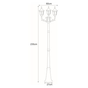 VASCO kerti lámpa fekete, három klasszikus stílusú ernyő IP44 K-7007A2/3N FEKETE Kaja Lighting 147254902 - Kültéri állólámpa