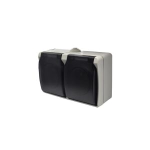 Kettős aljzat földeléssel, felszereléssel Aqua Plus IP54 szürke grafit / 40119 147255237 - Lámpa & Világítás