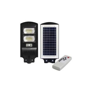 LED napelemes utcai lámpa fekete 100W 6000K hideg IP65 mozgás- és szürkületérzékelő+távirányító