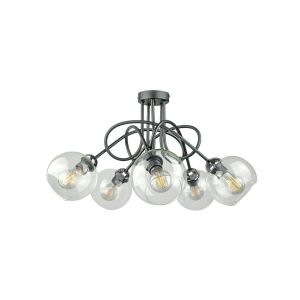 Modern mennyezeti lámpa 5xE27 EVIE BLACK/SILVER