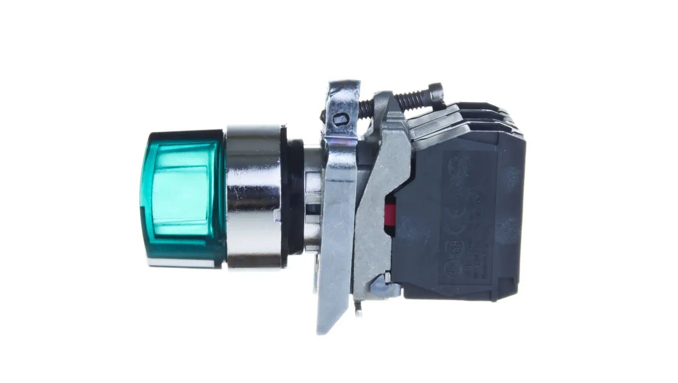 Comutator bipolar cu buton rotativ 22mm verde 1Z 1R cu revenire automata XB4BK123B5