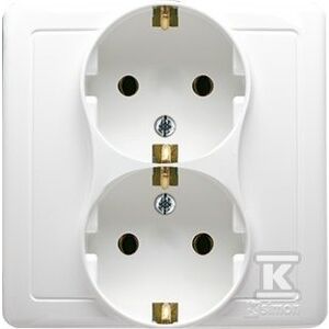 Simon Basic Priză dublă cu Schuko cu obloane albe BGSZ2z/11 147255725 - Conectori și mufe