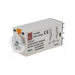 Időzítő relé, késleltetett, egyszerű funkció 0,2 -> 5s DPDT 2-érintkezős DPDT 230V ac