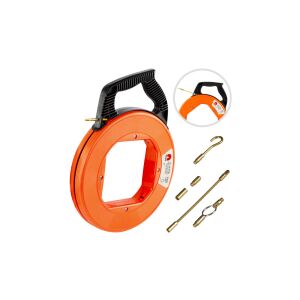 Glasfaserkabel zum Ziehen von Glasfaserkabeln: 4 mm, 75 m, mit 6 Endstücken, orangefarbene NEKU-Kassette 147255775 - Installationshilfen