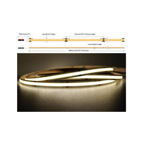 UQS-COB-8W-NW-12V-50m Bandă LED profesională tip COB, 8W 320 cipuri/m, CRI 90, 12V, alb neutru, 4000K, IP20, 50m 147256013