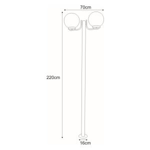 Kerti lámpa ANA 220cm, kétkarú, fehér lámpabúrák, krómozott alap K-LP270-2200 Kaja Lighting 147256157 - Kültéri állólámpa