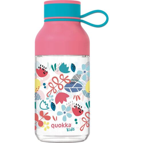 Quokka Ice Kids with strap - Butelka na wodę ecozen 430 ml z paskiem (Flowers)