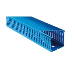 Kábelvályú kék PVC nyitott paneles vályú 60mm lyukakkal 100mm 2m RS PRO 147256659 - Kábel