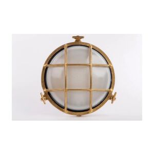 Sárgaréz lámpatest NAGY BULAJ 3 pillangós csavarral, E27, 40W, matt üveg lámpabura, IP64, sárgaréz háló A20