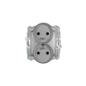 Priză dublă Midget MINI cu/u argintiu metalic 7MgPR-2z 147256890 - Conectori și mufe