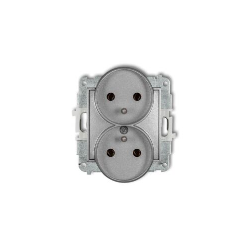 Priză dublă Midget MINI cu/u argintiu metalic 7MgPR-2z 147256890