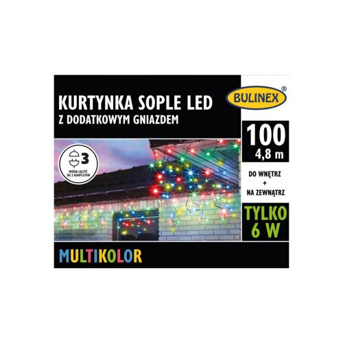 Bulinex LED lámpafűzér 100LED több színű 4,80m jégcsap