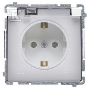 Simon Basic Schuko-Steckdose für IP44-Version (Modul) 16A, 250V~, Schraubklemmen weiß. Transparente Klappe BMGSZ1B.01/1 147257215 - Haus & Garten