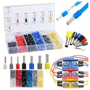 Izolált kábelvég tüskék szettje, 1200 darabos, különböző színek és méretek 147270752 - Kábel érvéghüvely