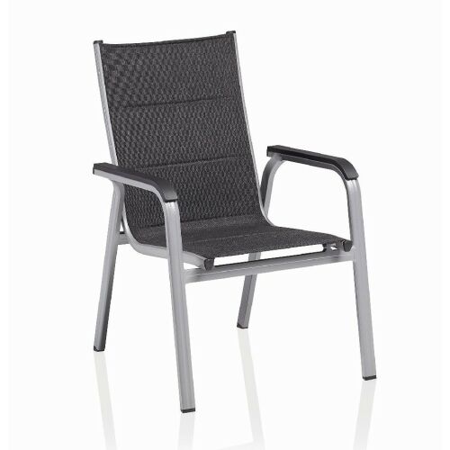 KETTLER BASIC PLUS PADDED alumínium rakásolható, párnázott kerti szék – ezüst / antracit 147291439 - Kerti szék