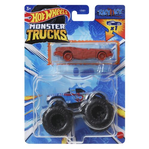 Hot Wheels Monster Truck Si Masinuta Metalica Race Ace 169921032 - Autó és jármű
