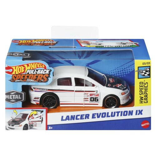 Hot Wheels Fém kisautó visszahúzható rendszerrel Lancer Evolution Ix 1:43 méretarány 168676801 - Autó és jármű