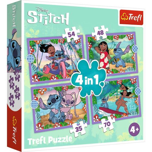 Puzzle Trefl 4 az 1-ben Stitch: Elvarázsolt nap 169919171 - Puzzle és kirakó