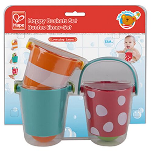 Hape Happy Buckets szett, színes fürdőjátékok kisgyermekeknek - Baba és tipegő