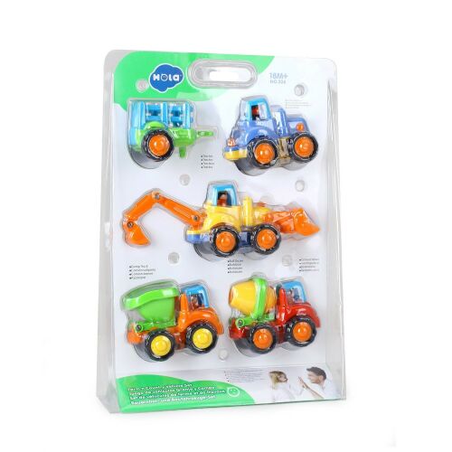 Hola 4 darabos mezőgazdasági jármű készlet, játék traktor, buldózer, dömper, betonkeverő - Autó és jármű