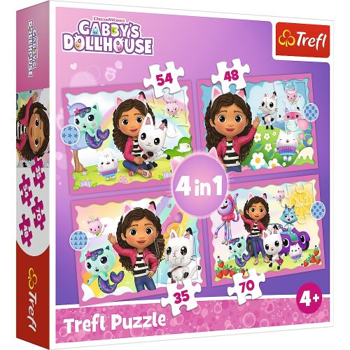 Trefl Gabby babaháza 4 az 1-ben kirakó, Gabby-val és macskabarátjaival, 4 éves kortól ajánlott - Puzzle és kirakó