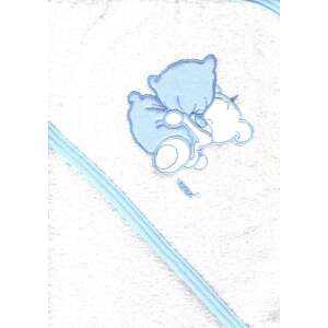 Trimex kapucnis Fürdőlepedő 70x80 cm - Ölelő Maci #fehér-kék 51502670 Fürdőlepedő, törölköző, kifogó