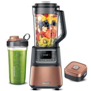 Sencor SBU7676GD Automatischer Vakuum-Mixer, Gold-Schwarz, mit zwei To-Go-Bechern, Smoothie, Obst, gesund - Toaster und Standmixer