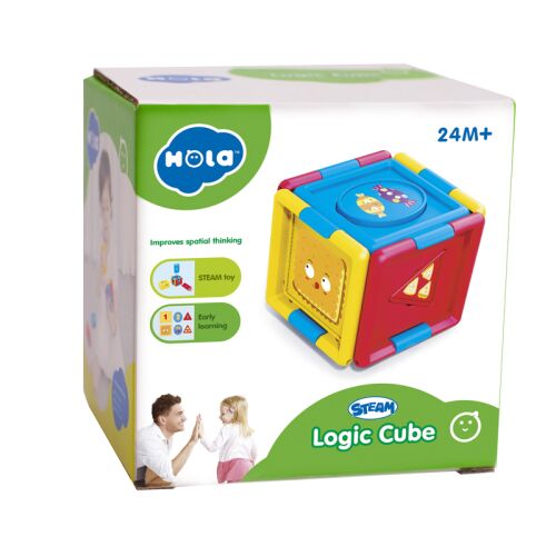 Hola Logikai kocka játék csomagolásban, formaillesztő és térbeli gondolkodást fejlesztő játék kisgyermekeknek 24 hónapos kortól - Logikai játék