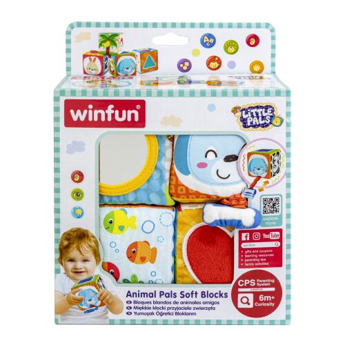 Winfun Animal Pals puha kockák készlet csomagolásban, fejlesztő játék babáknak 6 hónapos kortól - Babajáték