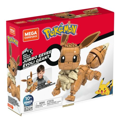 Pokémon Mega Construx Jumbo Eevee építőkészlet, 824 darab, megépíthető Eevee figura - Kreatív és építő játék