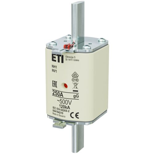 Biztosíték link - NH1 gG 250A/500V - lassú 147369413 - Késes biztosíték