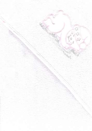 Kapucnis Fürdőlepedő 100x100cm - Alvó maci #fehér-rózsaszín  30452289