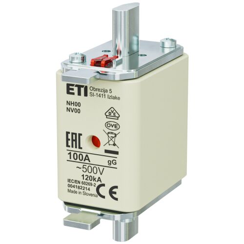 Biztosíték link - NH00 gG 100A/500V - lassú 147375248 - Késes biztosíték