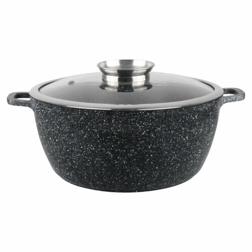 Lábas fedővel Oliver Voltz OV54318C22, Ø22x10 cm, 3,2 l, Öntött alumínium, Kerámia márvány bevonat, Fekete 147379768 - Lábas